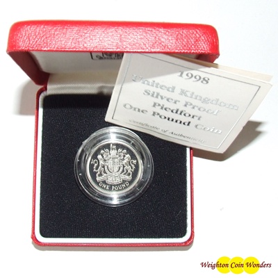 1998 Silver Proof PIEDFORT £1 - Click Image to Close